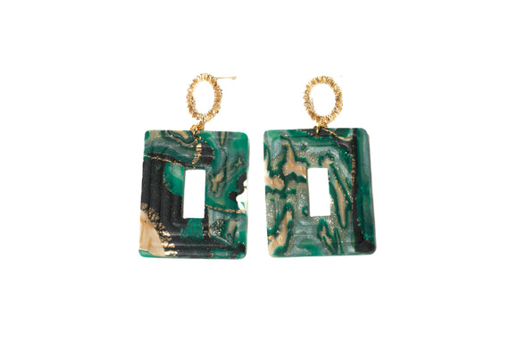 Magnin Deco Rectangle Sun Earrings