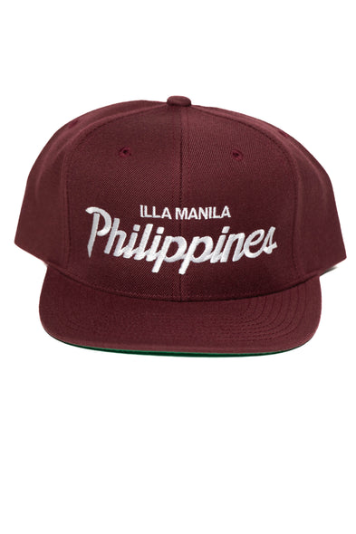 Philippines Script Snapback Hat - Maroon